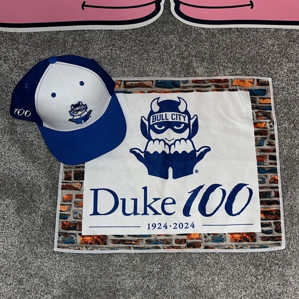 Duke University Football Blue Devils 100 year Hat Cap-Bull City Brick Towel